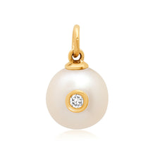 Pearl with Bezel Set Diamond Charm
