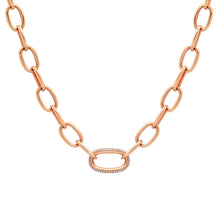 Heavy Oval Link Chain with Pave Diamond Center Link