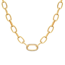 Heavy Oval Link Chain with Pave Diamond Center Link