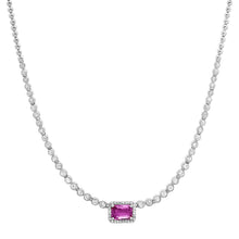Pink Sapphire and Bezel Set Diamond Principessa Necklace
