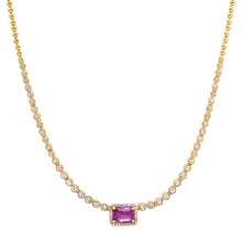 Pink Sapphire and Bezel Set Diamond Principessa Necklace