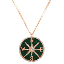 Malachite and Diamonds Compass Necklace