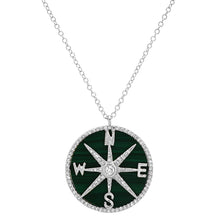 Malachite and Diamonds Compass Necklace