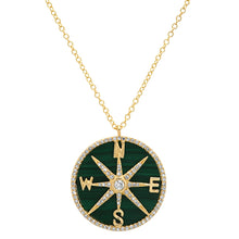 Malachite and Diamonds Compass Necklace