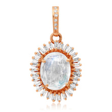 Moonstone Charm with Baguette Diamond Frame