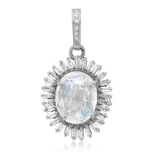 Moonstone Charm with Baguette Diamond Frame