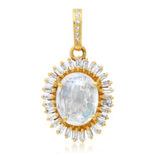 Moonstone Charm with Baguette Diamond Frame
