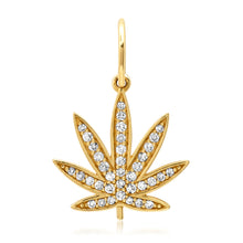 Diamond Mary Jane Marijuana Pot Leaf Charm