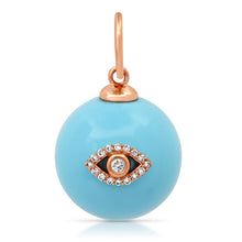 Turquoise Sphere with Diamond Eye or Lighting Bolt Charm