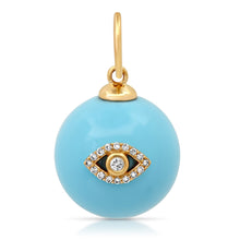 Turquoise Sphere with Diamond Eye or Lighting Bolt Charm