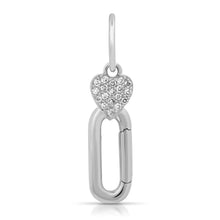 Pave Diamond Heart Charm Clip Holder Enhancer