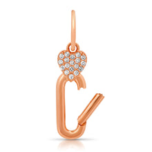 Pave Diamond Heart Charm Clip Holder Enhancer