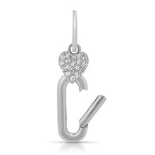 Pave Diamond Heart Charm Clip Holder Enhancer