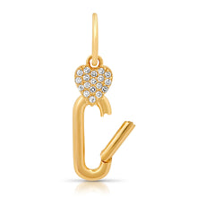 Pave Diamond Heart Charm Clip Holder Enhancer