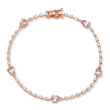 Morganite Pear and Diamond Tennis Bracelet