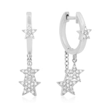 Pave Diamond Twinkle Star Drop Huggie Earrings