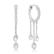 Triple Diamond Drop Earrings with Diamond Huggie
