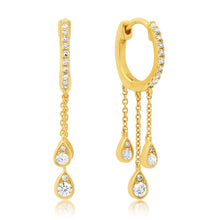 Triple Diamond Drop Earrings with Diamond Huggie