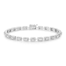 Diamond Baguette with Diamond Halo Tennis Bracelet