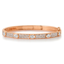 Sleek Oval and Pave Diamond Hinge Cuff Bracelet