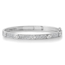 Sleek Oval and Pave Diamond Hinge Cuff Bracelet