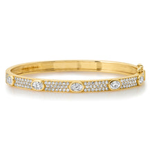 Sleek Oval and Pave Diamond Hinge Cuff Bracelet