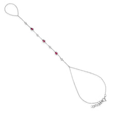 Diamond and Emerald or Ruby Bezel Bringlet Hand Chain