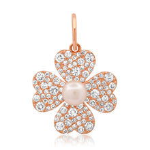 Diamond and Pearl Lucky Four Leaf Clover Charm