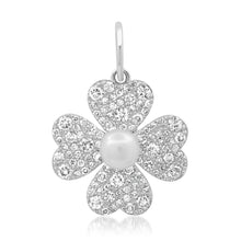 Diamond and Pearl Lucky Four Leaf Clover Charm