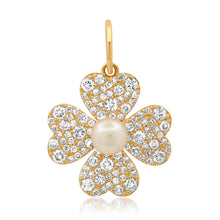 Diamond and Pearl Lucky Four Leaf Clover Charm