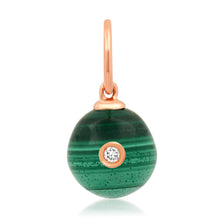 Malachite Sphere Charm with Diamond Bezel