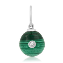 Malachite Sphere Charm with Diamond Bezel