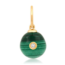 Malachite Sphere Charm with Diamond Bezel