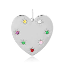 Multi Color Semi Precious Starburst Jumbo Heart Charm