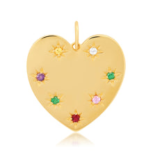 Multi Color Semi Precious Starburst Jumbo Heart Charm