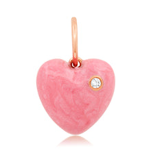 Enamel Love Hearts Charm with Diamond Bezel
