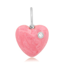 Enamel Love Hearts Charm with Diamond Bezel