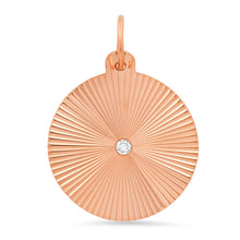 Round Fluted Sunshine Charm with Diamond Center