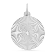 Round Fluted Sunshine Charm with Diamond Center