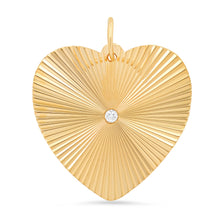 Heart Fluted Sunshine Charm with Diamond Center