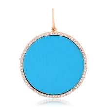 Turquoise or Malachite Coin Charm with Diamond Frame