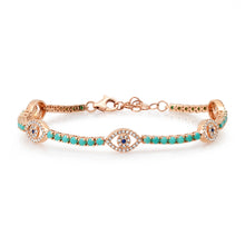 Turquoise and Pave Diamond Evil Eye Tennis Bracelet