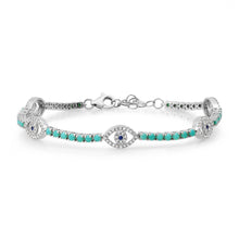 Turquoise and Pave Diamond Evil Eye Tennis Bracelet