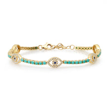 Turquoise and Pave Diamond Evil Eye Tennis Bracelet