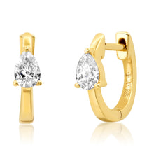 Pear Shaped Diamond Huggie Hoops