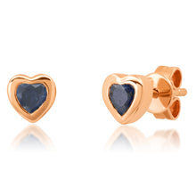 Gemstone Heart Stud Earrings with Gold Frame