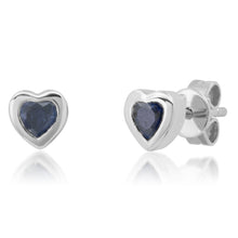 Gemstone Heart Stud Earrings with Gold Frame