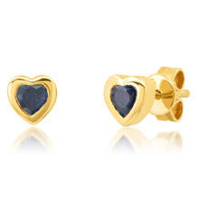 Gemstone Heart Stud Earrings with Gold Frame