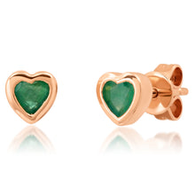 Gemstone Heart Stud Earrings with Gold Frame