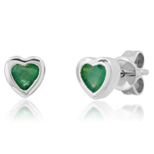 Gemstone Heart Stud Earrings with Gold Frame